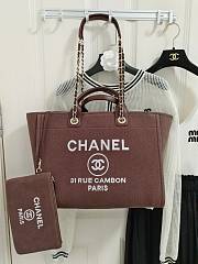 Chanel Shopping Tote Bag Canvas Brown 38x22x13cm - 1