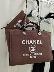 Chanel Shopping Tote Bag Canvas Brown 38x22x13cm - 4