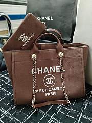 Chanel Shopping Tote Bag Canvas Brown 38x22x13cm - 3