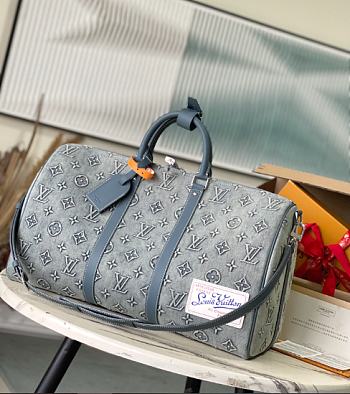 Louis Vuitton LV Keepall Bandoulière 50 Denim Blue 50 x 29 x 23 cm