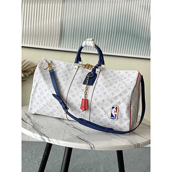 Louis Vuitton LV Keepall Bandoulière 55 White 55x27x22cm