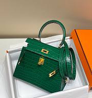 Hermes Kelly Green With Shoulder Strap Gold Hardware 20cm - 3