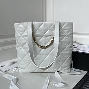 Chanel Shopping Bag Shiny Lambskin White 33x31x10cm - 6