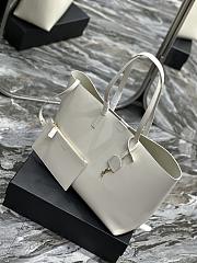 YSL Shopping Bag Supple Leather White 37x28x13cm - 3