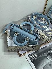 Dior Small Lady D-joy Bag Blue 22x12x6cm - 3