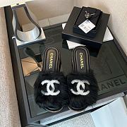 Chanel CC 22B Logo Fur Shearling Slides Sandals - 3