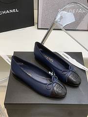 Chanel Ballerina Flat Navy Blue Black - 1