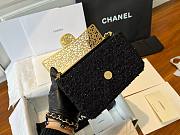 Chanel Mini Evening Bag Wool Tweed & Gold Black 7x12x5cm - 6