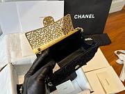 Chanel Mini Evening Bag Wool Tweed & Gold Black 7x12x5cm - 4