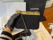 Chanel Mini Evening Bag Wool Tweed & Gold Black 7x12x5cm - 2