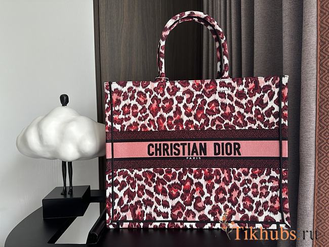 Dior Large Book Tote Burgundy Multicolor Mizza 42x18x35cm - 1