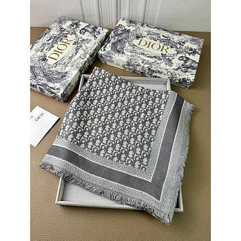 Dior Oblique Shawl Grey Scarf 140x140cm