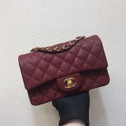 Chanel Flap Bag Small Caviar Wine Red Gold 20cm - 1