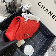 Chanel Flap Bag Red Caviar Silver 23cm - 5