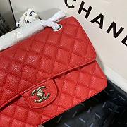 Chanel Flap Bag Red Caviar Silver 23cm - 2