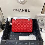 Chanel Flap Bag Red Lambskin Silver 23cm - 5