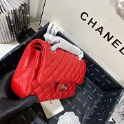 Chanel Flap Bag Red Lambskin Silver 23cm - 4