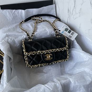 Chanel Chain Around Flap Bag Crumpled Black 19x12x7.5cm