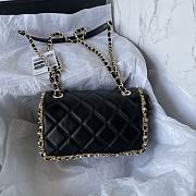 Chanel Chain Around Flap Bag Crumpled Black 19x12x7.5cm - 6