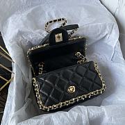 Chanel Chain Around Flap Bag Crumpled Black 19x12x7.5cm - 3