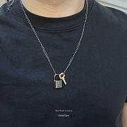 Louis Vuitton LV Padlock Pendant Necklace Silver - 2