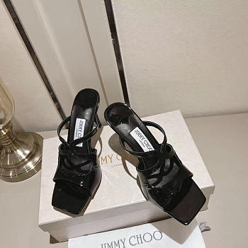 Jimmy Choo Anise 95 Patent Leather Mules Black