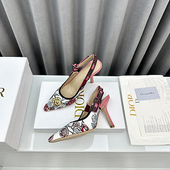 Dior J'adior Slingback Pumps Cotton White Multicolor 10cm