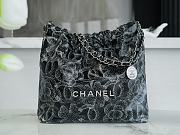 Chanel 22 Handbag Printed Calfskin Silver Black White 35x37x7cm - 1