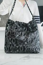 Chanel 22 Handbag Printed Calfskin Silver Black White 35x37x7cm - 2