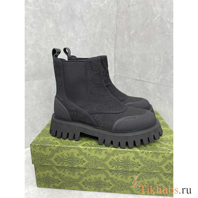 Gucci GG Canvas Ankle Boot Black - 1