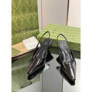 Gucci Ladies Back Lace Up Pumps Leather Black 6cm - 3