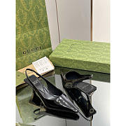 Gucci Ladies Back Lace Up Pumps Leather Black 6cm - 2