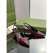 Gucci Ladies Back Lace Up Pumps Leather Dark Red 6cm - 1