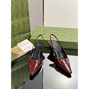 Gucci Ladies Back Lace Up Pumps Leather Dark Red 6cm - 2