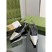 Gucci Ladies Back Lace Up Pumps Leather Silver 6cm - 3