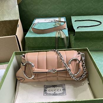 Gucci Horsebit Chain Small Shoulder Bag Rose Beige 27x11.5x5cm