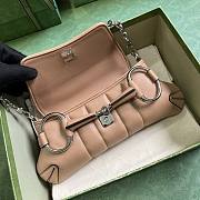 Gucci Horsebit Chain Small Shoulder Bag Rose Beige 27x11.5x5cm - 3