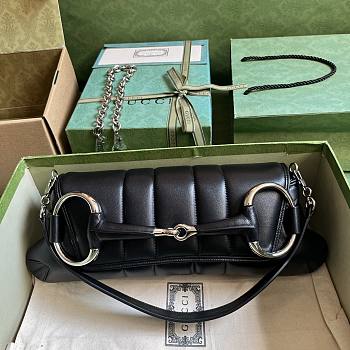 Gucci Horsebit Chain Medium Shoulder Bag Black 38x15x16cm