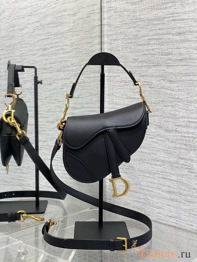 Dior Mini Saddle Black With Strap Gold 19cm - 1