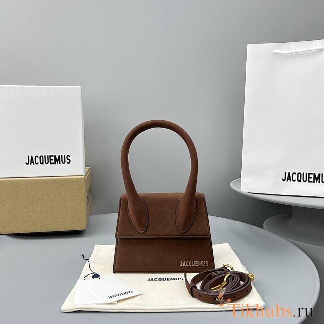 Jacquemus Le Chiquito Moyen Velvet Brown Bag 18x13.5cm - 1