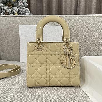 Dior Small Lady Patent Beige Gold 20cm