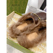 Gucci Princetown Brown Leather Fur Lined Horsebit Mules  - 2