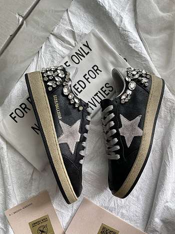 Golden Goose Ballstar Crystal Leather Low-Top Sneakers