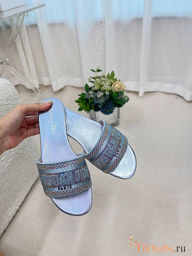 Dior Dway Slide Blue Cotton Metallic - 1