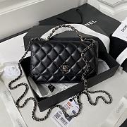 Chanel Flap Bag 23K WOC Black Lambskin Silver 19cm - 1