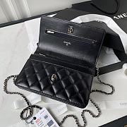 Chanel Flap Bag 23K WOC Black Lambskin Silver 19cm - 4