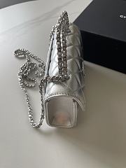 Chanel Flap Chain Bag Silver With Handle 18x10x4.5cm - 3