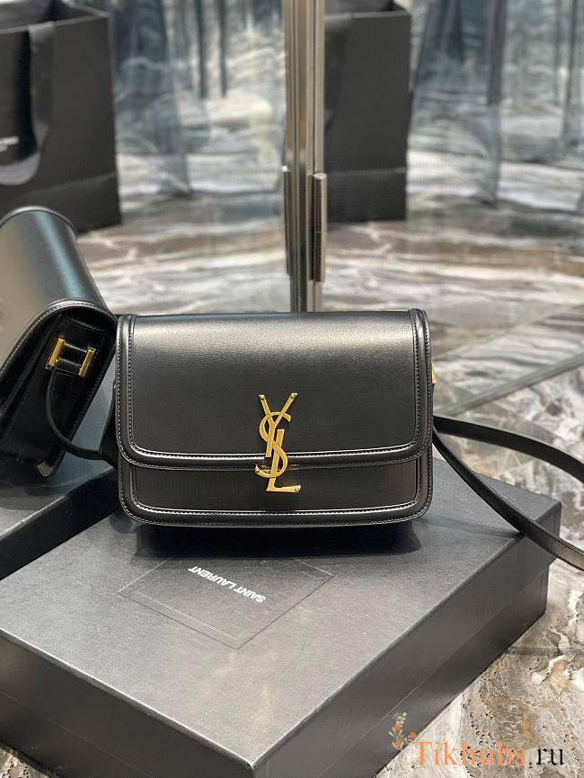 YSL Solferino Medium Satchel Box Black Gold 23x16x6cm - 1