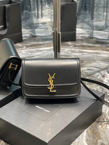 YSL Solferino Medium Satchel Box Black Gold 23x16x6cm