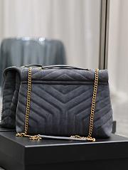 YSL Loulou Medium Chain Bag Suede Grey Gold 32x22x11cm - 4